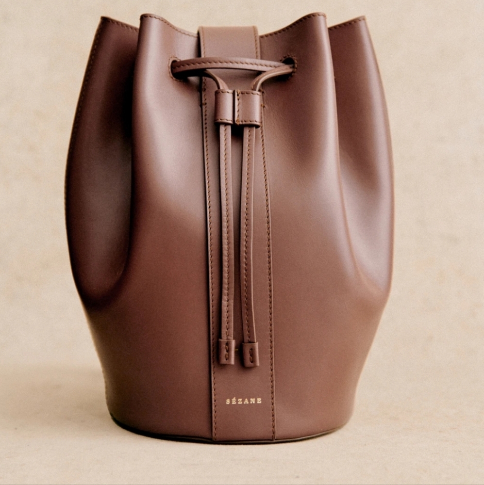Sezane Brown Leather Bucket Bag